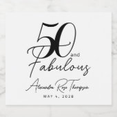 50 en Fabulous Script 50ste verpartij Sparkling Wijnetiket (Enkel label)