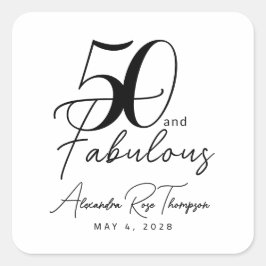 50 en Fabulous Script 50ste verpartij Vierkante Sticker