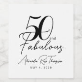 50 en Fabulous Script 50ste verpartij Wijn Etiket (Enkel label)