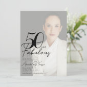 50 en Fabulous Script Foto 50e verjaardagsfeestje Kaart (Staand voorkant)