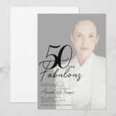 50 en Fabulous Script Foto 50e verjaardagsfeestje Kaart (Voorkant / Achterkant)