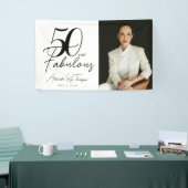 50 en Fabulous Script Foto 50e verjaardagsfeestje Spandoek (Beurs)
