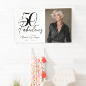50 en Fabulous Script Foto 50e verjaardagsfeestje Spandoek (Insitu)