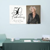 50 en Fabulous Script Foto 50e verjaardagsfeestje Spandoek (Beurs)