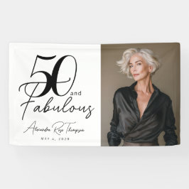 50 en Fabulous Script Foto 50e verjaardagsfeestje Spandoek