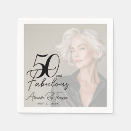 50 en Fabulous Script Foto Verjaardagsfeestje Servet