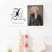 50 en Fabulous Script Foto Verjaardagsfeestje Spandoek (Insitu)