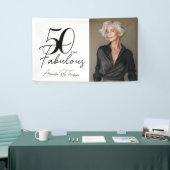 50 en Fabulous Script Foto Verjaardagsfeestje Spandoek (Beurs)