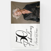 50 en Fabulous Script Foto Verjaardagsfeestje Spandoek (Verticaal)