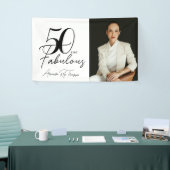 50 en Fabulous Script Foto Verjaardagsfeestje Spandoek (Beurs)