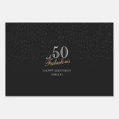 50 en Fabulous Script Modern Zwart 50ste verjaarda Inpakpapier Vel (Voorkant)