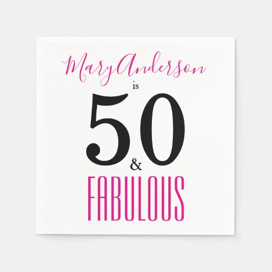 50 en Fabulous Script Name Birthday Party Servet (Voorkant)