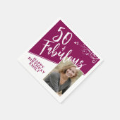 50 en Fabulous Script Photo Magenta 50th Birthday Servet (Hoek)