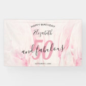 50 en Fabulous Script Pink Birthday Party Banner (Horizontaal)