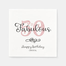 50 EN FABULOUS Script Roos Gouden Glitter Verjaard Servet