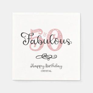 50 EN FABULOUS Script Roos Gouden Glitter Verjaard Servet