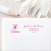 50 en Fabulous Script Roze 50ste verjaardagsfeestj Etiket (Insitu)