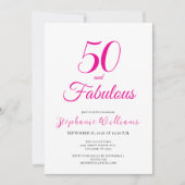 50 en Fabulous Script Roze 50ste Verjaardagsfeestj Kaart (Voorkant)