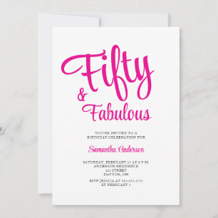 50 en Fabulous Script Roze 50ste Verjaardagsfeestj Kaart