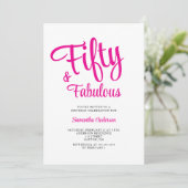50 en Fabulous Script Roze 50ste Verjaardagsfeestj Kaart (Staand voorkant)