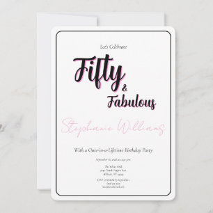 50 en Fabulous Script Roze 50ste verjaardagsfeestj Kaart