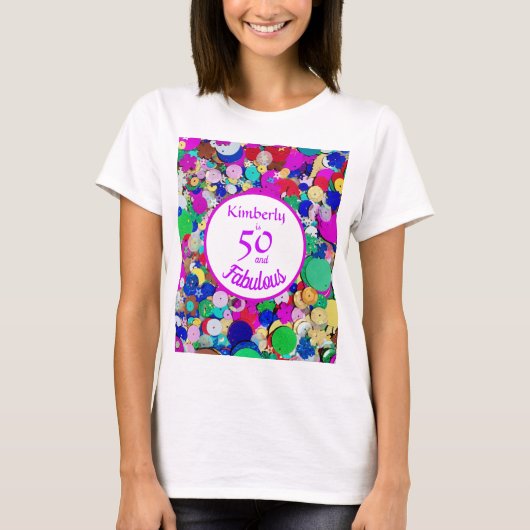 50 en Fabulous Sequin Birthday T-shirt (Voorkant)