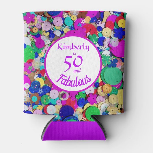 50 en Fabulous Sequin Verjaardag Koelbox Blikjeskoeler (Voorkant)
