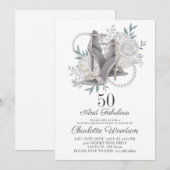 50 en Fabulous Silver Glitter Dansende Shoes Kaart (Voorkant / Achterkant)