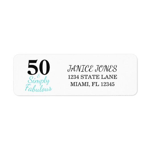 50 en Fabulous Simple Blue Return-adreslabel Etiket (Voorkant)