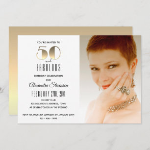 50 en Fabulous Simple Elegant Gold 50th Birthday Kaart