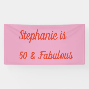 50 En Fabulous Sinaasappel Roze Boho Chic Verjaard Spandoek