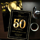 50 en Fabulous Sparkling Gold Black Verjaardag Kaart