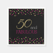 50 en Fabulous Stars en Hot Pink Confetti Stippen Servet (Voorkant)