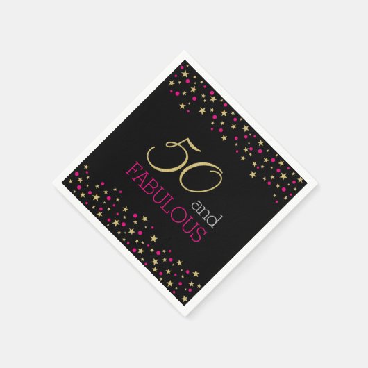 50 en Fabulous Stars en Hot Pink Confetti Stippen Servet (Hoek)