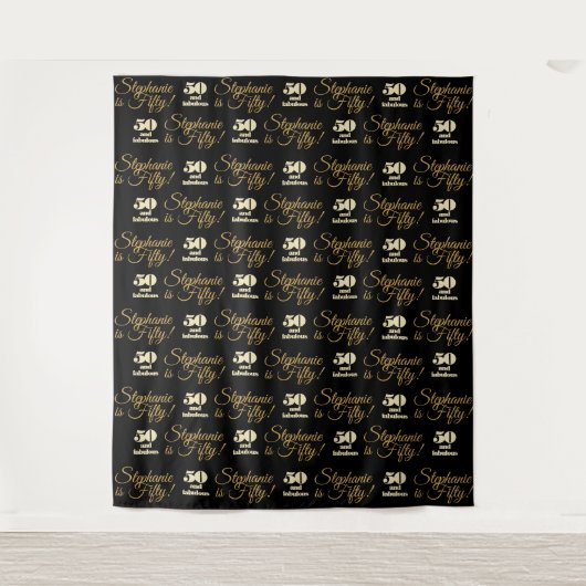 50 en Fabulous Step en Repeat Feest Achtergrond Wandkleed (Voorkant)