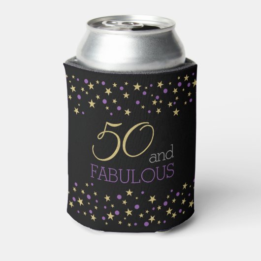 50 en Fabulous Sterpatroon | Paarse Gouden Zwart Blikjeskoeler (Blikje Achterkant)