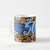 50 en Fabulous Stijlvolle Blauwe Dierenprint Harte Koffiemok (Voorkant links)