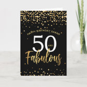 50 En Fabulous Stijlvolle Gouden & Zwarte Verjaard Kaart (Voorkant)