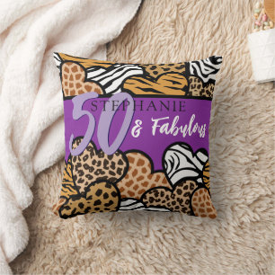 50 en Fabulous Stijlvolle Paarse Dierenprint Hart Kussen