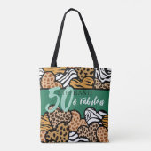 50 en Fabulous Stijlvolle Smaragdgroene Dierenprin Tote Bag (Achterkant)