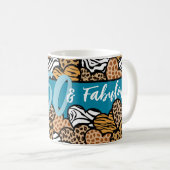 50 en Fabulous Stijlvolle Teal Dierenprint Harten Koffiemok (Voorkant rechts)