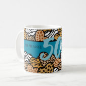 50 en Fabulous Stijlvolle Teal Dierenprint Harten Koffiemok (Voorkant links)