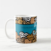 50 en Fabulous Stijlvolle Teal Dierenprint Harten Koffiemok (Links)