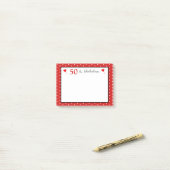 50 en Fabulous Stippen Border 50th Birthday WH Roo Post-it® Notes (Op bureau)