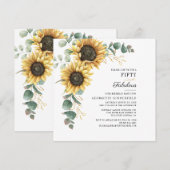 50 en Fabulous Sunflower Eucalyptus 50th Birthday Kaart (Voorkant / Achterkant)