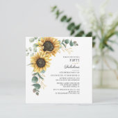 50 en Fabulous Sunflower Eucalyptus 50th Birthday Kaart (Staand voorkant)