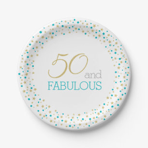 50 en Fabulous Theme 50th Birthday Party Papieren Bordje