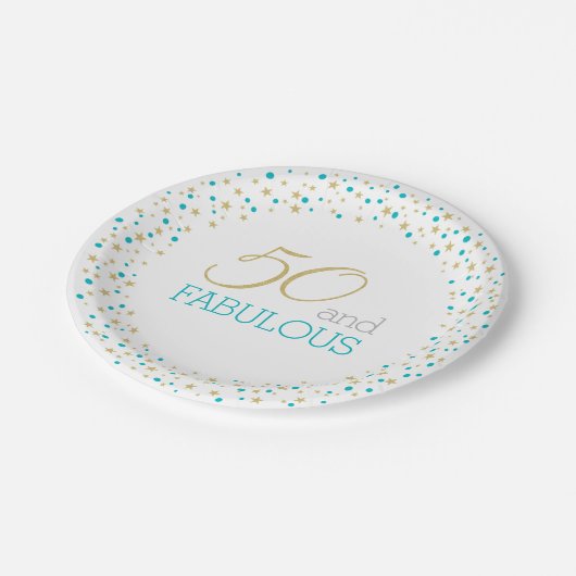 50 en Fabulous Theme 50th Birthday Party Papieren Bordje (Gekanteld)