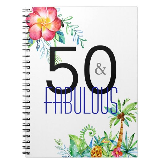 50. en Fabulous Tropical 50th Birthday Party Notitieboek (Voorkant)