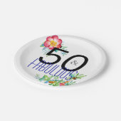 50. en Fabulous Tropical 50th Birthday Party Papieren Bordje (Gekanteld)